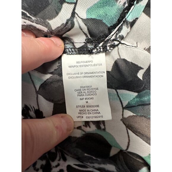 Democracy Women's Floral Sheer Faux Wrap Long Sleeve Blouse Size M - Picture 9 of 11